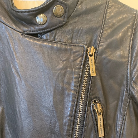 Michael Kors Black Motorcycle Biker Leather Jacket - Picture 4 of 8